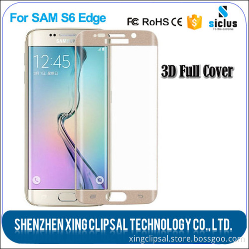 0.33mm 3D Curved Edge tempered glass screen protector for samsung galaxy s6 edge